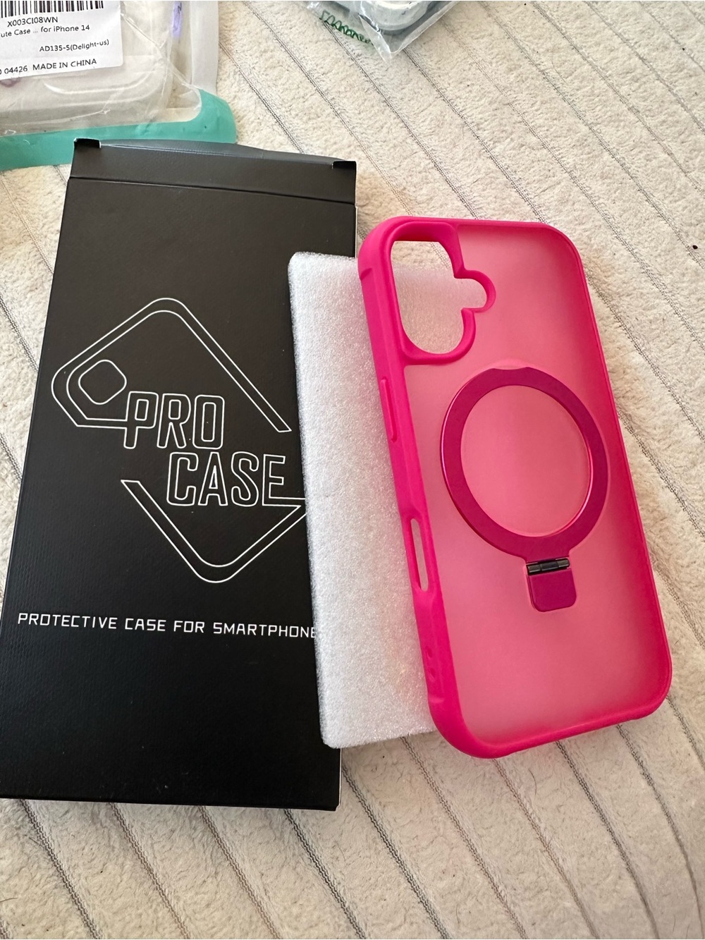 PRO CASE  Pink  Protective Case W/Ring Holder for iPhone 16 Pro